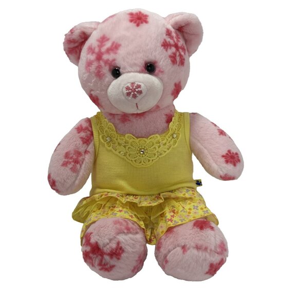 Build-A-Bear Workshops Teddy Bear Pink Snowflakes Plush Animal 17"Coquette Dress - Picture 1 of 12